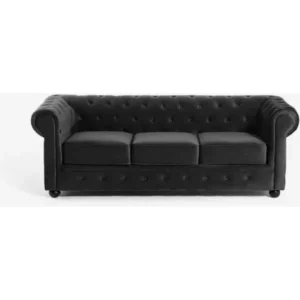 Sofá Chesterfield Terciopelo Negro BARBERSLAM